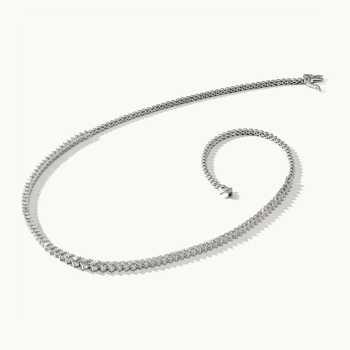 Graduated Tennis Necklace, 6.50 ct tw Lab-Grown Diamond — 14K White Gold