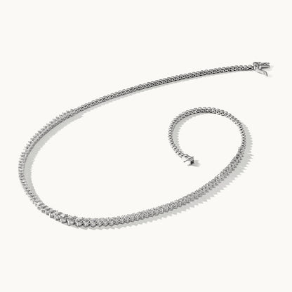 Graduated Tennis Necklace, 6.50 ct tw Lab-Grown Diamond — 14K White Gold
