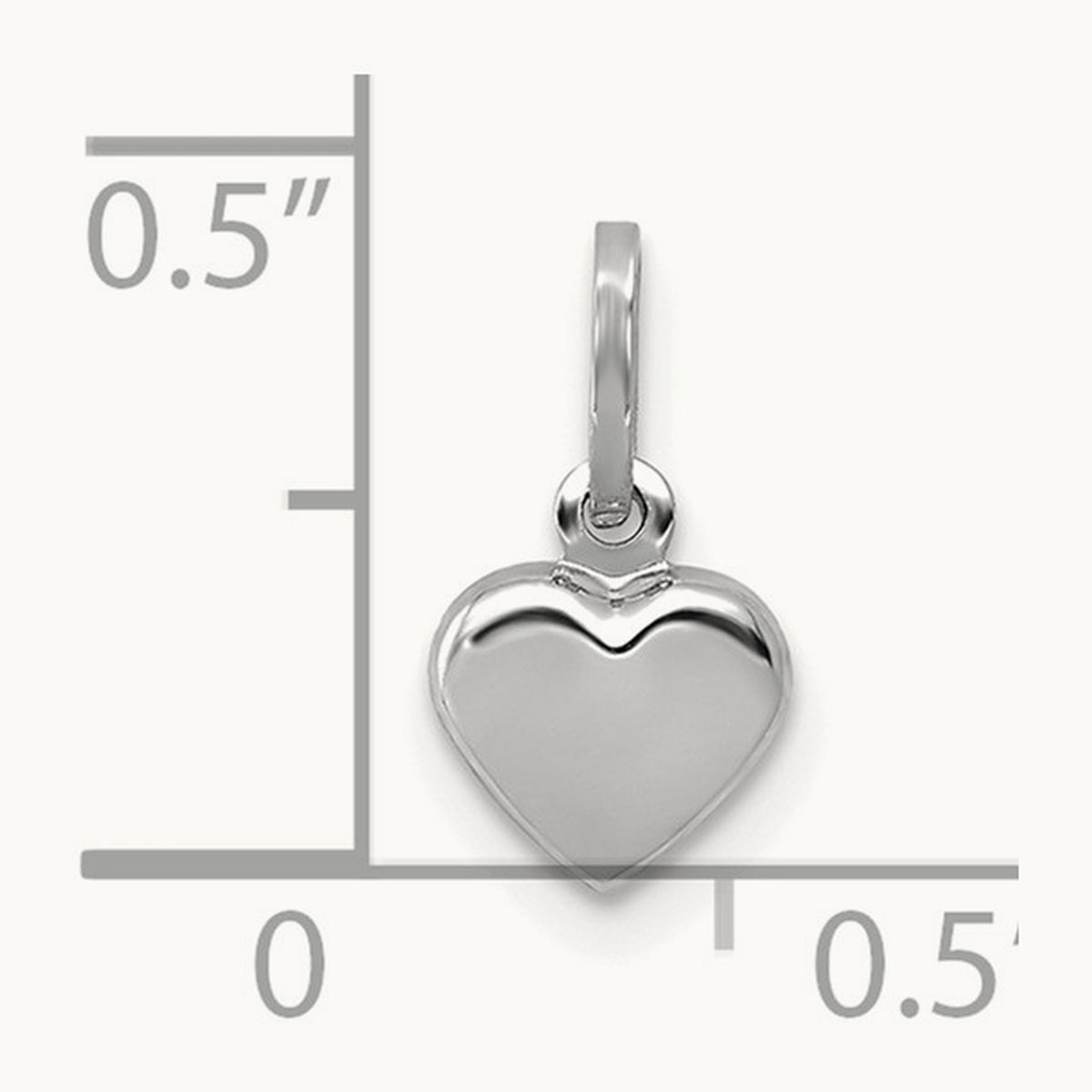 Polished 3-D Heart Charm — 14K White Gold