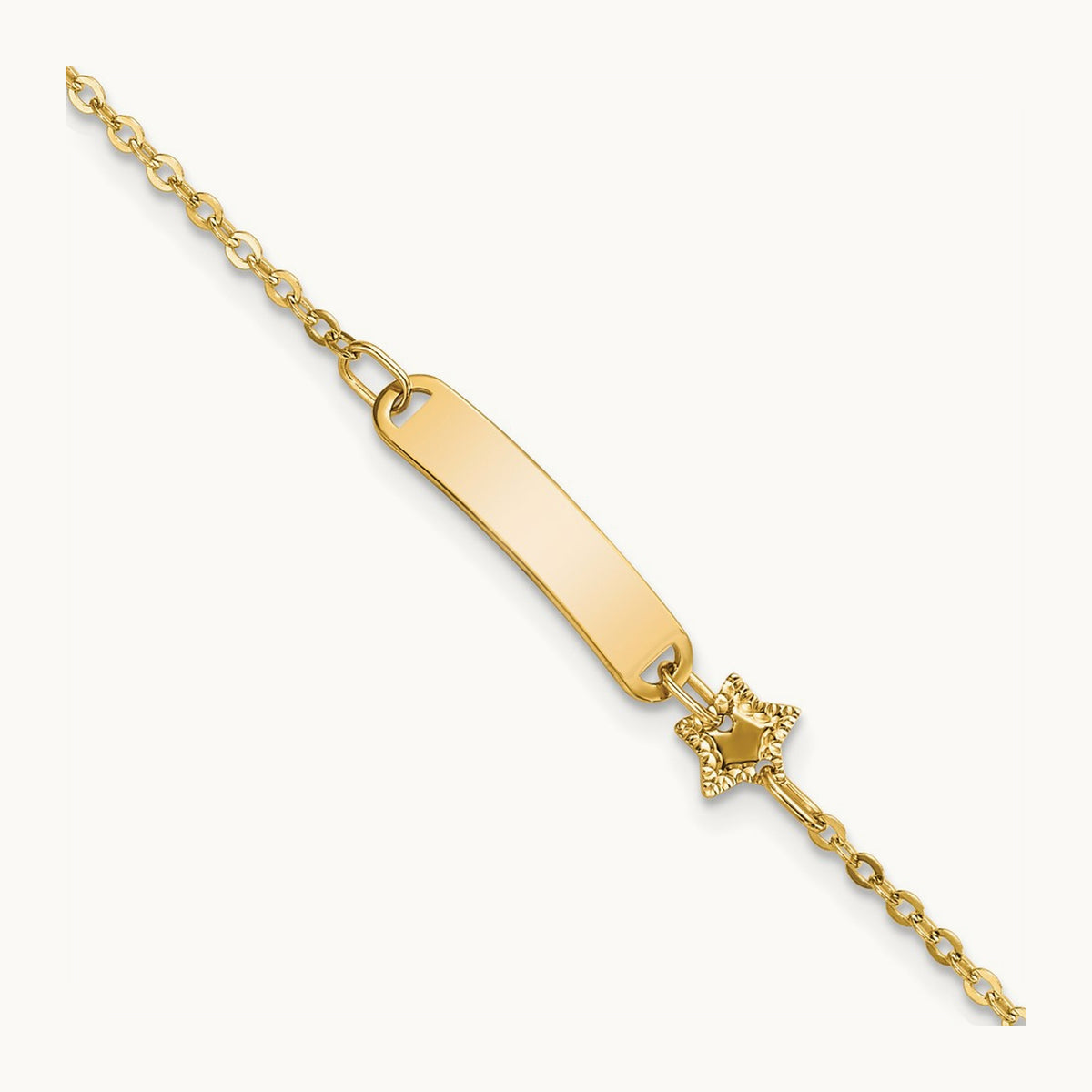 Polished ID with Star Childrens Bracelet, 14K