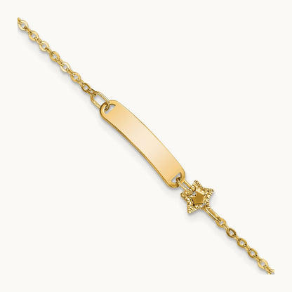 Polished ID with Star Childrens Bracelet, 14K