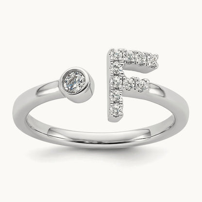 Initial F Adjustable Ring, 0.15 ct tw Lab-Grown Diamond