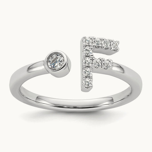 Initial F Adjustable Ring, 0.15 ct tw Lab-Grown Diamond