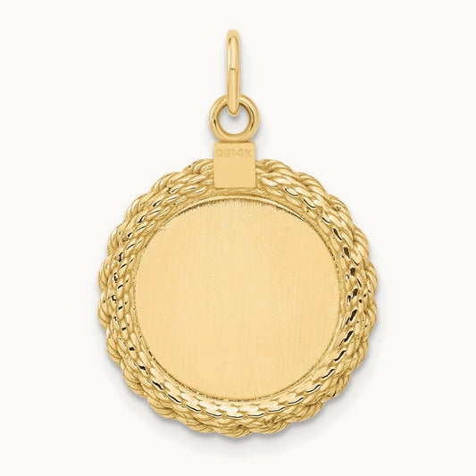 Plain .013 Gauge Circular Engravable Disc with Rope Charm — 27mm