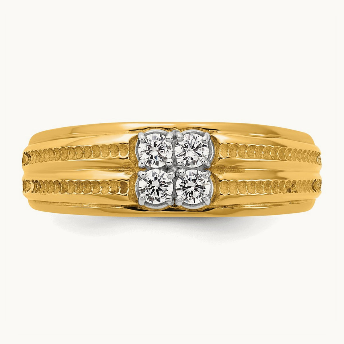 Setting: IB Goodman Men's Polished 4-Stone Diamond Ring Mounting, 14K Gold — 14K Two-Tone Gold
