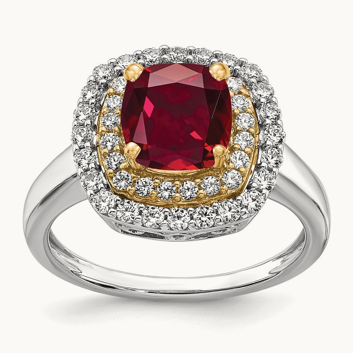 Created Ruby Ring, 0.50 ct tw Lab-Grown Diamond