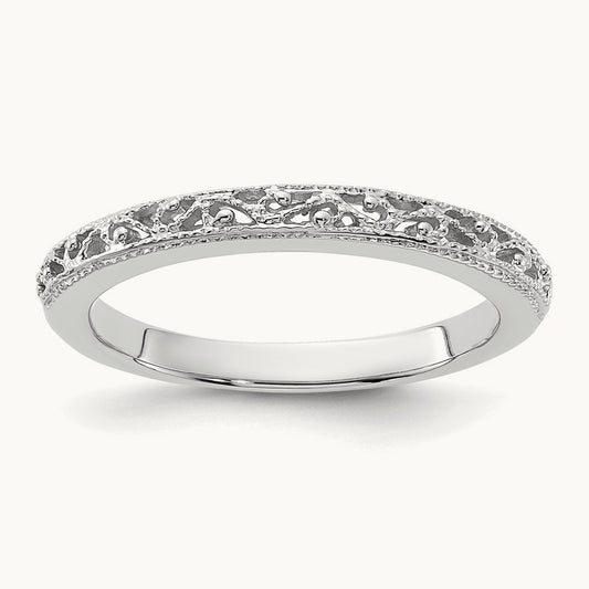 Filigree Band, 14K White Gold