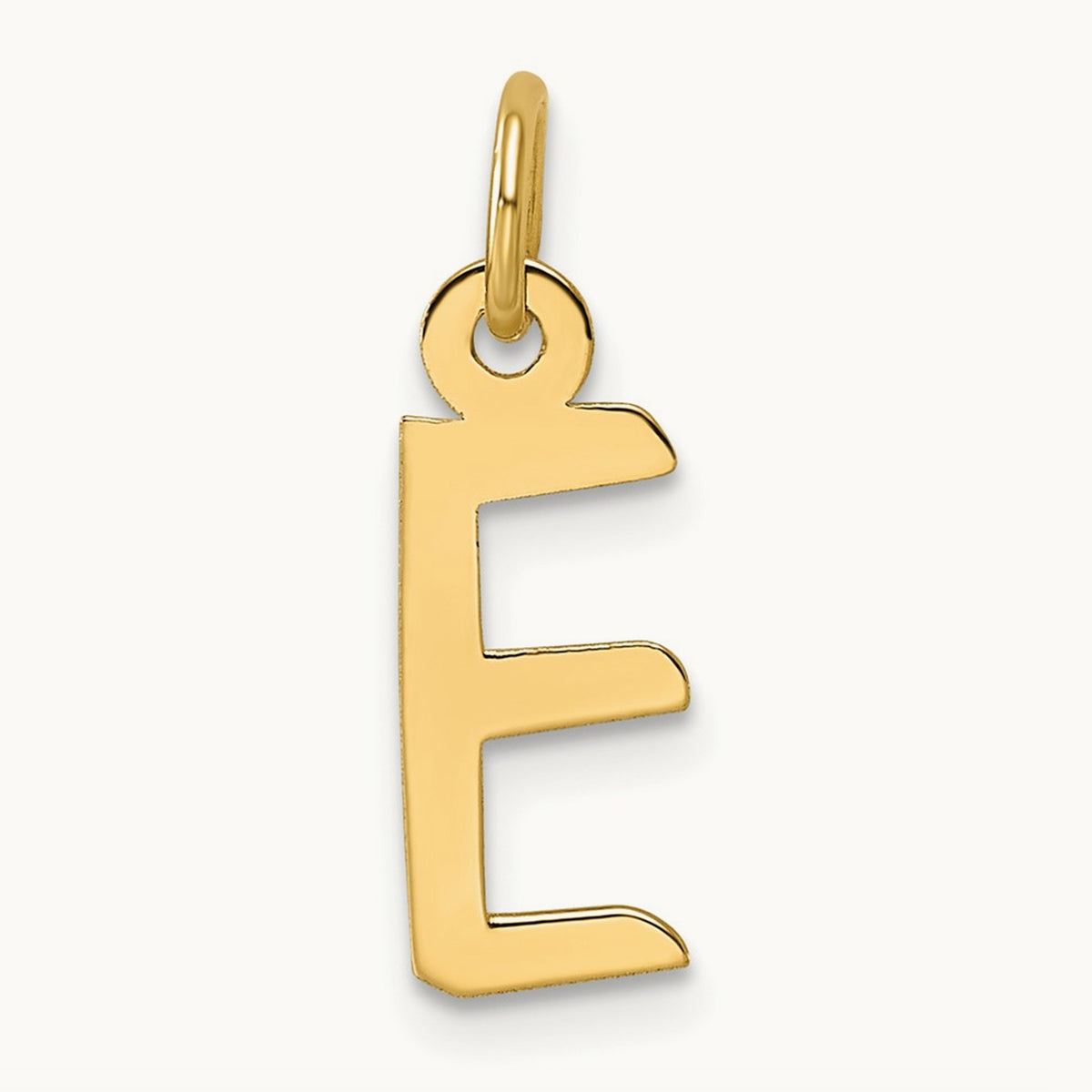 Slanted Block Initial Charm — 14K Yellow Gold, E