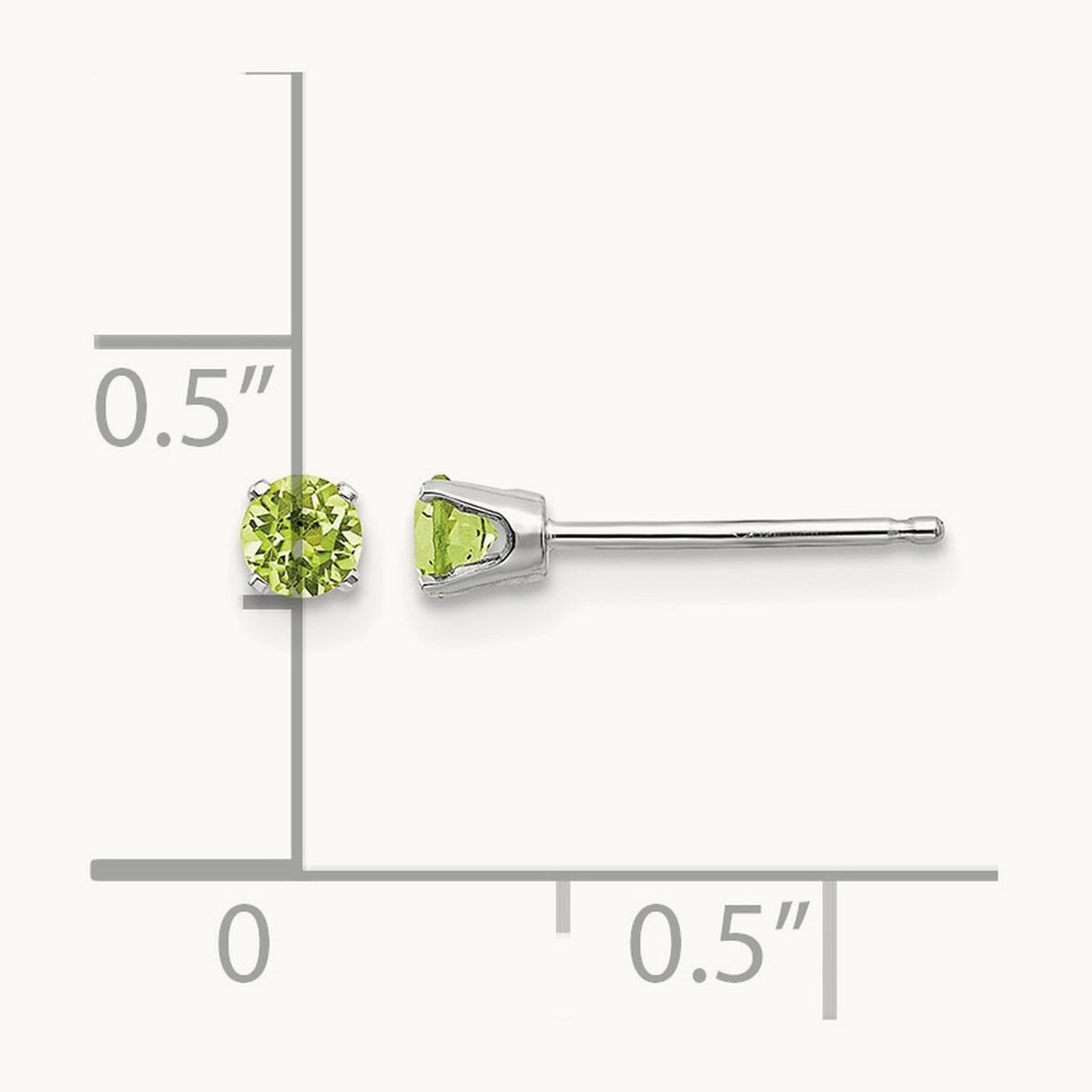 Peridot Stud Earrings, 14K White Gold