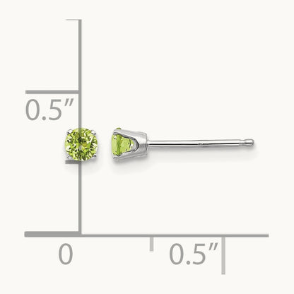 Peridot Stud Earrings, 14K White Gold