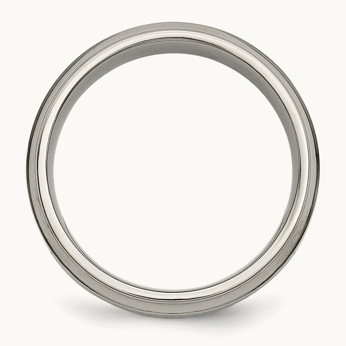 Polished 1/5ct. tw. Diamond Ridged Edge Band, 7mm, Titanium
