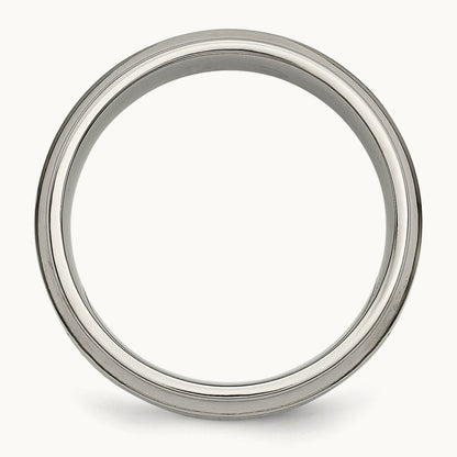 Polished 1/5ct. tw. Diamond Ridged Edge Band, 7mm, Titanium