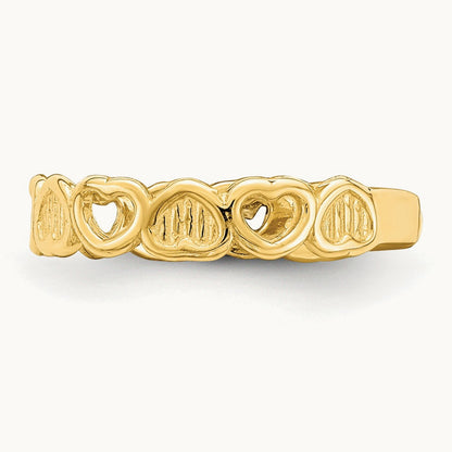 Adjustable Heart Toe Ring, 14K