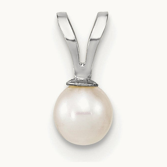 WG 4- Round White Freshwater Cultured Pearl Pendant, 5mm, 14K