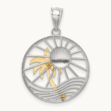 Polished Sunset Pendant, 14K Two-tone