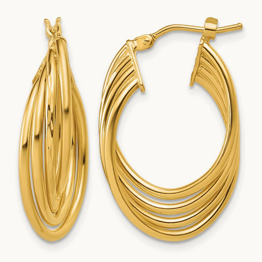 Polished and Diamond-cut 4-row Intertwined Hoop Earrings, 14K — Leslie's