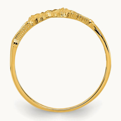 Diamond-Cut Childs Heart & Cross Ring, 14K