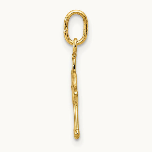 Polished Small Angel w/Heart Pendant, 14K