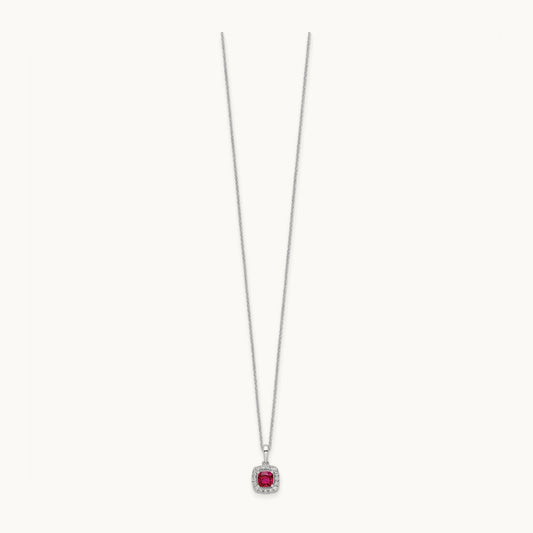 1/4ct Lab Grown Diamond VS/SI+ G+ & Cr Ruby Comp 18in Necklace, 10K White Gold