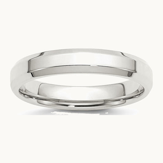 Sterling Silver 4mm Beveled Edge Band