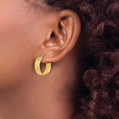 Polished and Diamond-cut Round Hoop Earrings — Leslie's — photo set