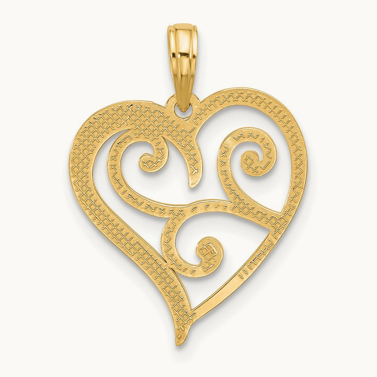 Fancy Heart Charm, 14K