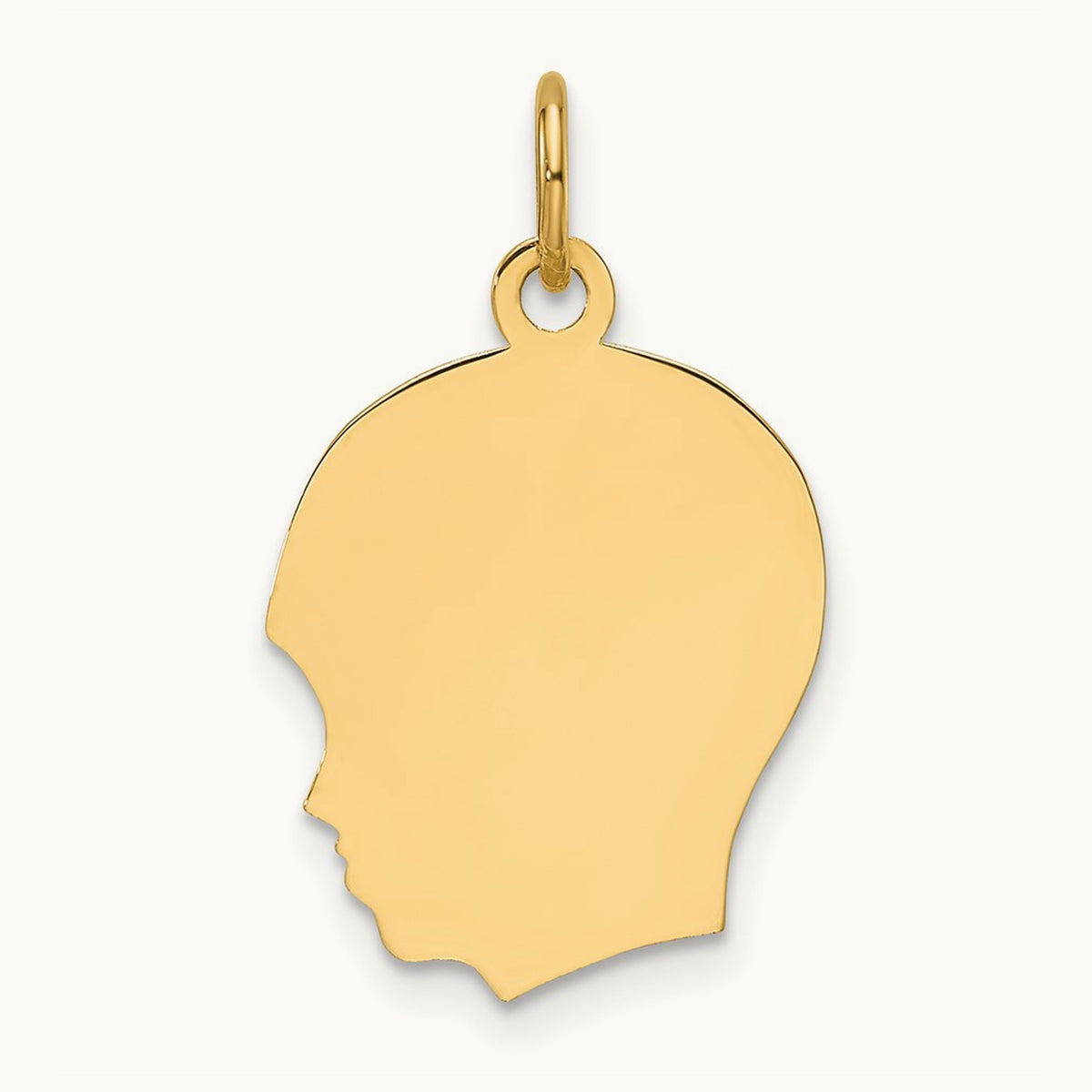 Plain Medium .027 Gauge Facing Left Engravable Boy Head Charm — 22.5mm