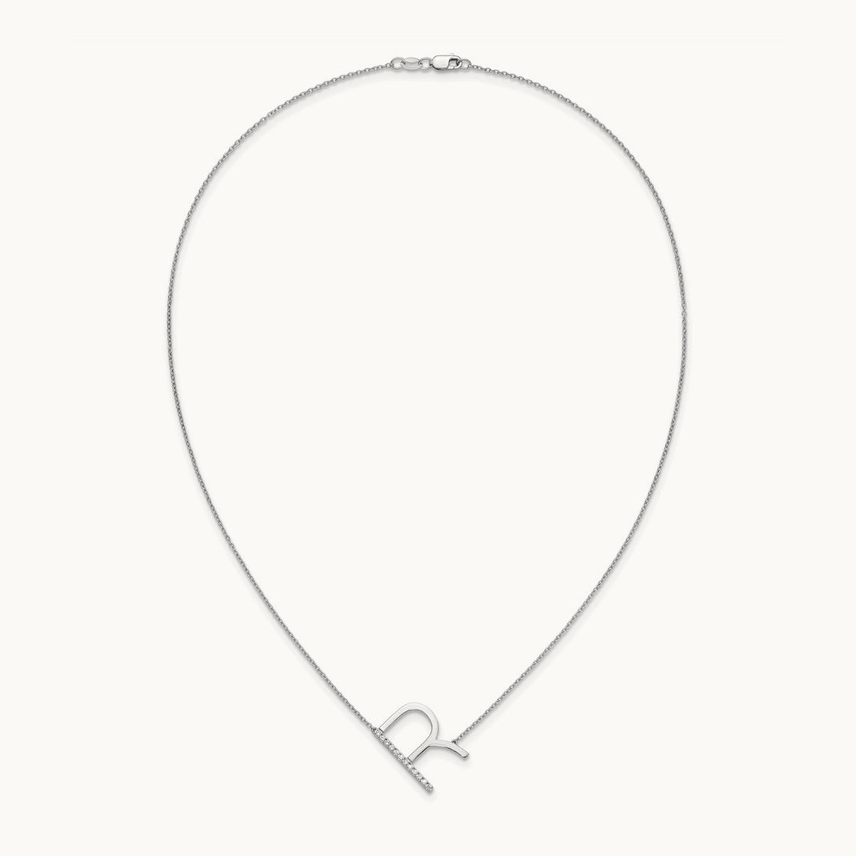 Sideways Diamond Necklace — 14K White Gold, R