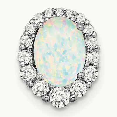 Created Opal Chain Slide, 0.25 ct tw Lab-Grown Diamond