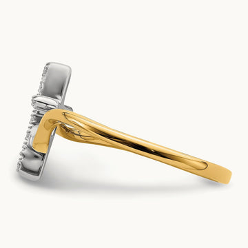 Polished Cross Diamond Ring, 14K Two-tone