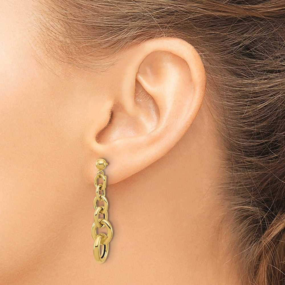 Polished Fancy Circle Link Dangle Post Earrings — Leslie's — photo set