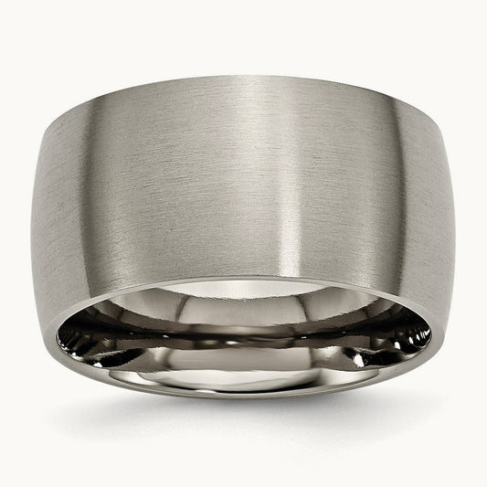 Brushed Half Round Band, 12mm, Titanium