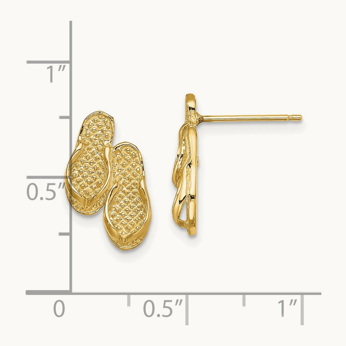Double Flip-Flop Post Earrings, 14K