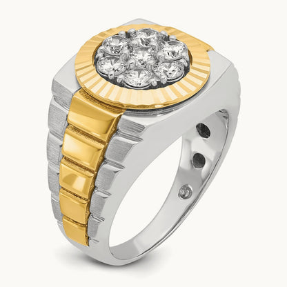 IBGoodman Men's Polished Satin & Textured Diamond Ring, 14K Two-tone