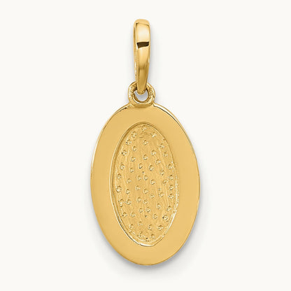 Polished Oval with Rope Border Charm, 14K