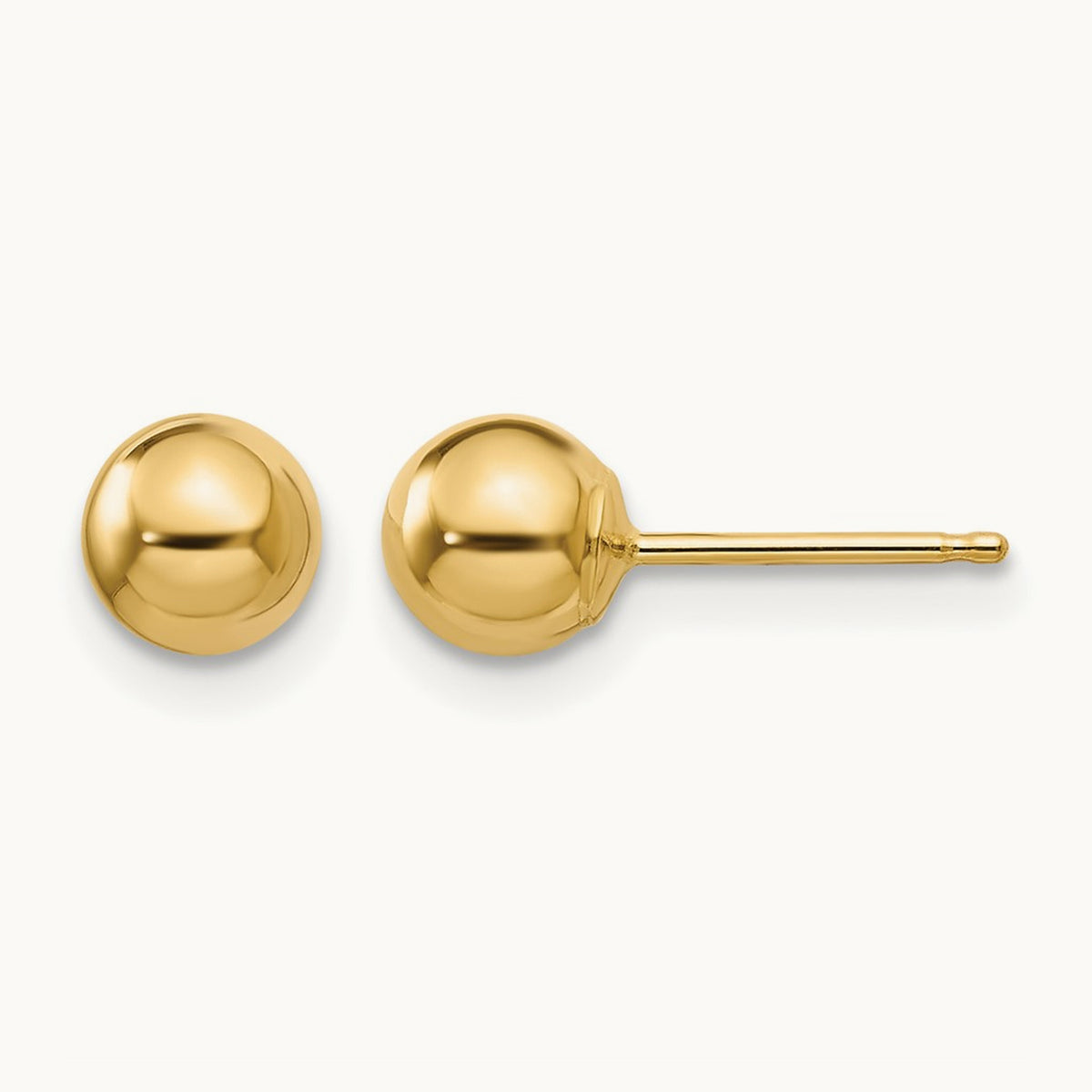 Polished Ball Post Earrings — 14K Yellow Gold, 5mm