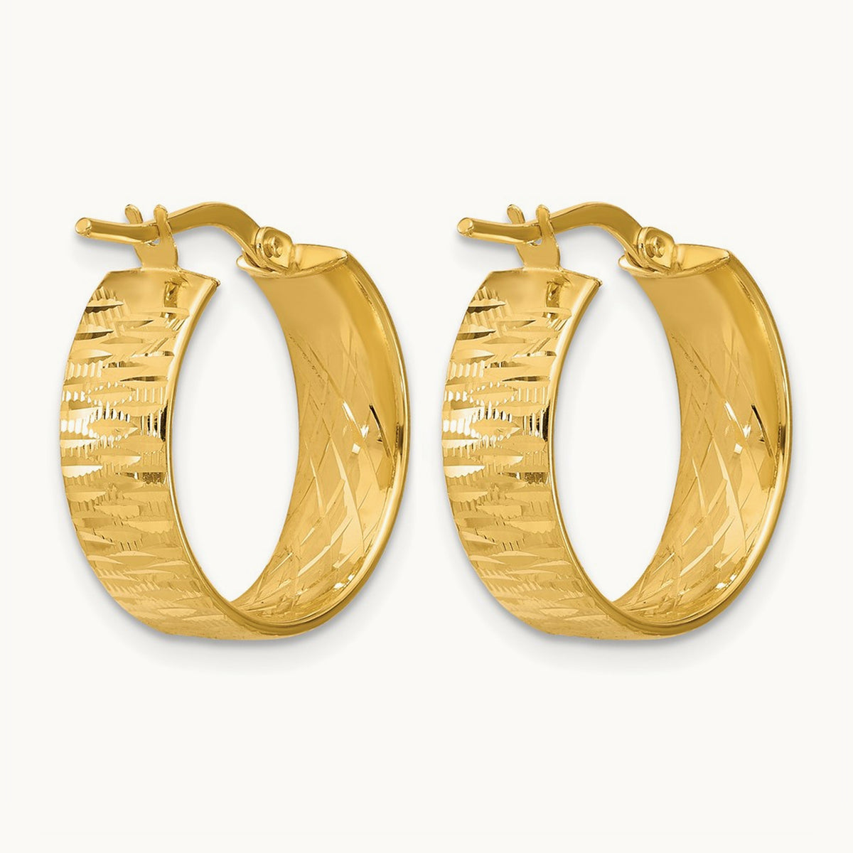 Polished and Diamond-cut Round Hoop Earrings — Leslie's — photo set