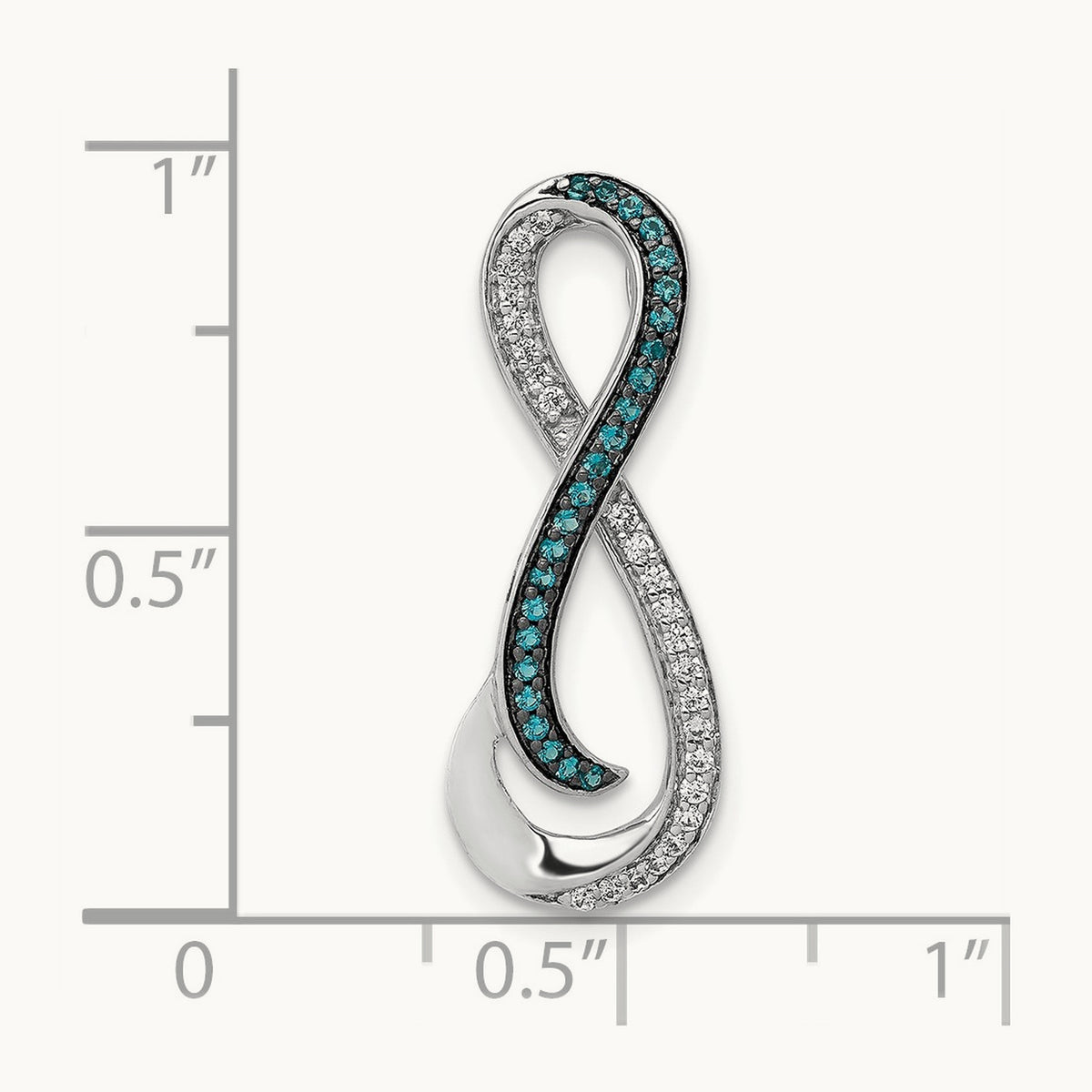 1/5ct. Diamond/Blue Diamond Infinity Chain Slide, 14K White Gold