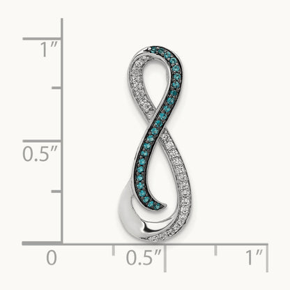 1/5ct. Diamond/Blue Diamond Infinity Chain Slide, 14K White Gold