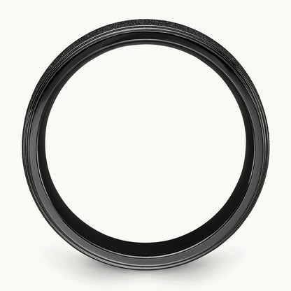 Polished Laser-cut Center Black IP-plated Band, 8mm, Titanium
