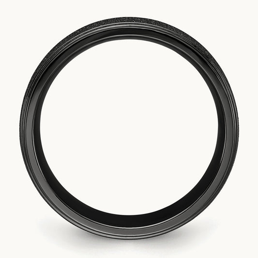 Polished Laser-cut Center Black IP-plated Band, 8mm, Titanium