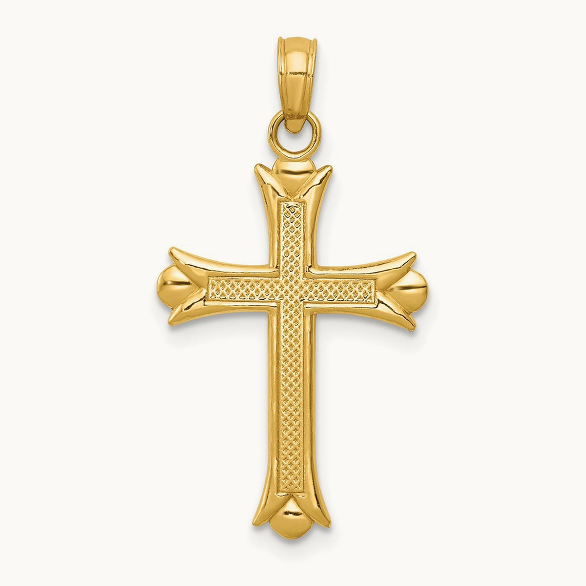 Fleur De Lis Cross Pendant — 14K Yellow Gold