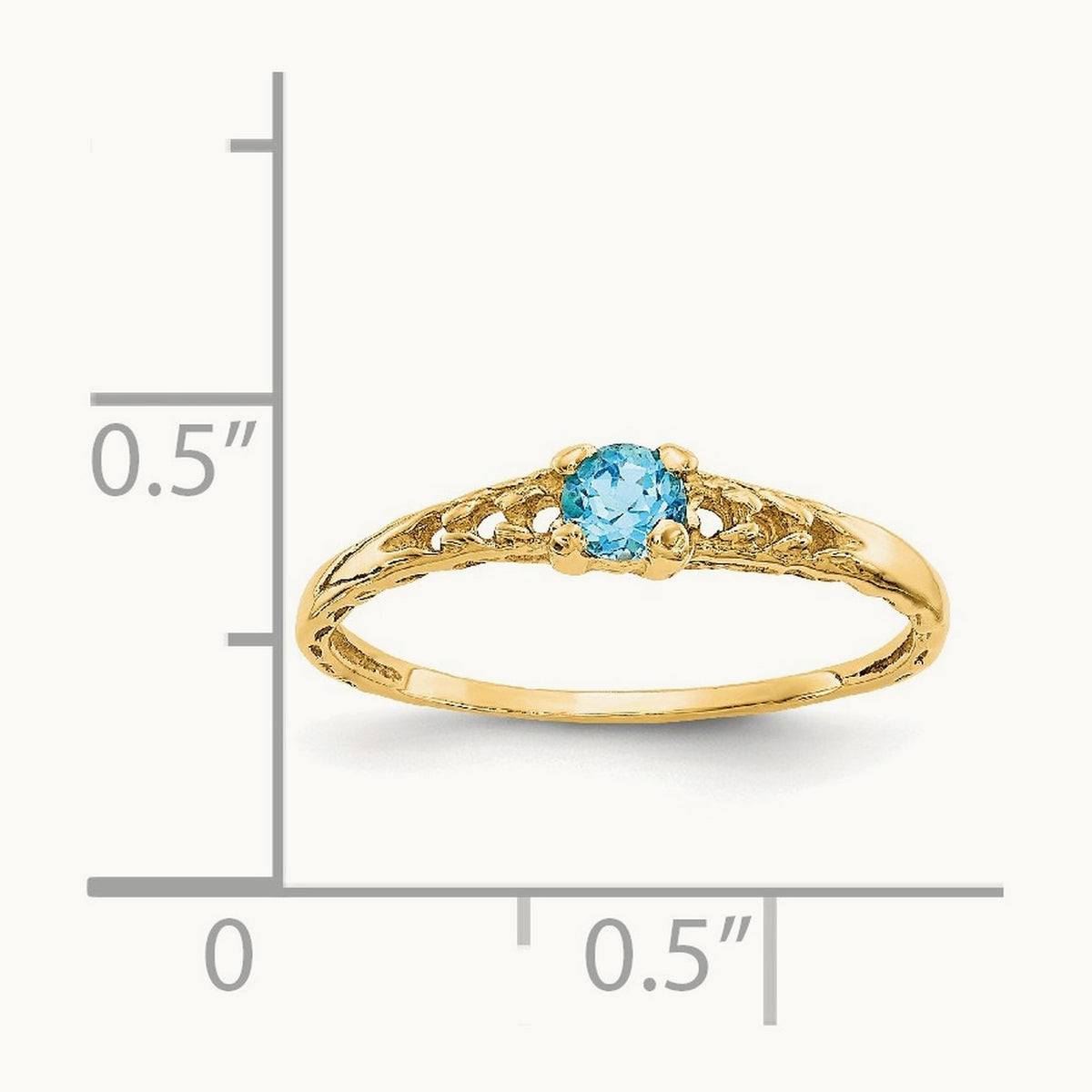 Madi K Blue Topaz Birthstone Baby Ring, 3mm, 14K