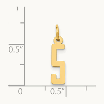Small Elongated Number 5 Charm, 14K