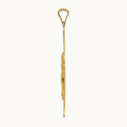 Polished, Satin and Diamond-cut Crucifix Cross Pendant, 14K
