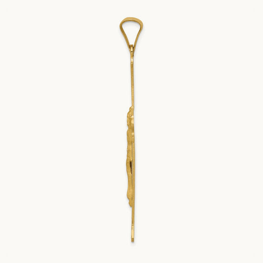 Polished, Satin and Diamond-cut Crucifix Cross Pendant, 14K