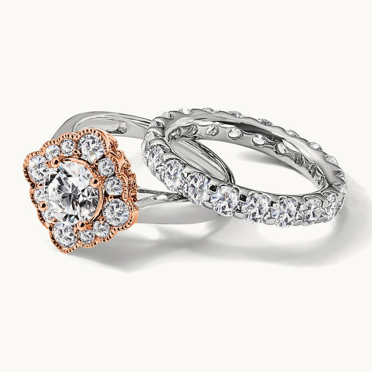 Polished U Shared Prong 3ct Diamond Eternity Band, 14K Gold in 14K White Gold