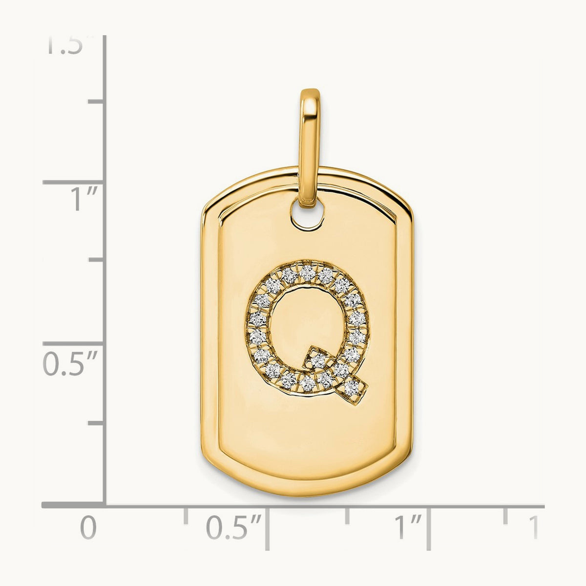 Diamond Dog Tag Charm — 14K Yellow Gold, Q