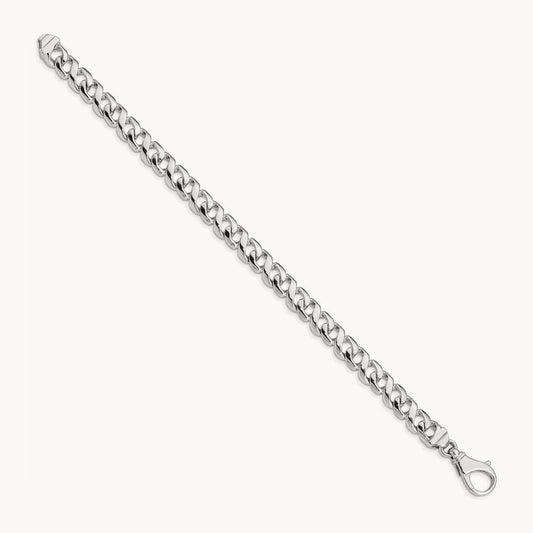 Hand-polished Fancy Link Bracelet, 8.75mm, 14K White Gold