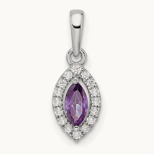 Amethyst Feb Birthstone Pendant, 0.10 ct tw Lab-Grown Diamond
